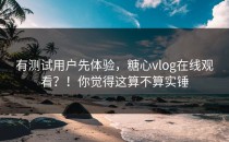 有测试用户先体验，糖心vlog在线观看？！你觉得这算不算实锤