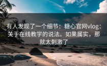 有人发现了一个细节：糖心官网vlog：关于在线教学的说法。如果属实，那就太刺激了