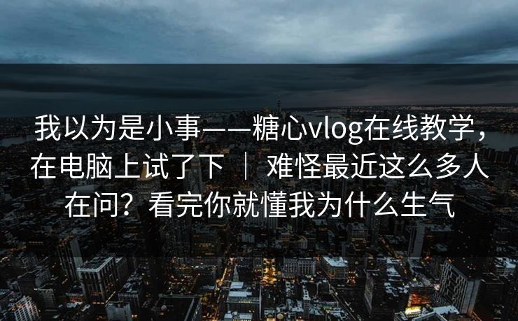 我以为是小事——糖心vlog在线教学，在电脑上试了下 ｜ 难怪最近这么多人在问？看完你就懂我为什么生气  第1张