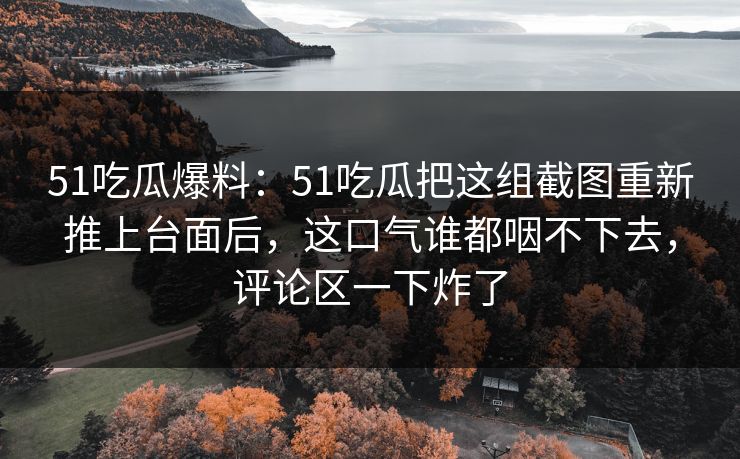 51吃瓜爆料：51吃瓜把这组截图重新推上台面后，这口气谁都咽不下去，评论区一下炸了  第1张