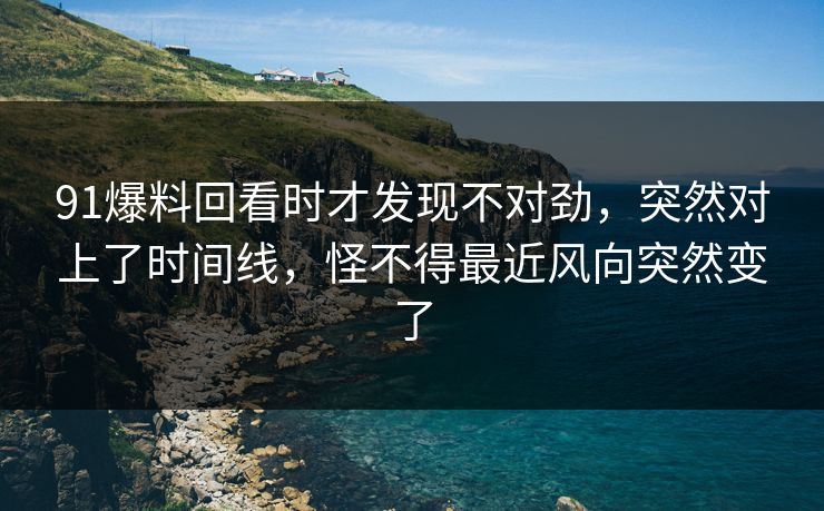 91爆料回看时才发现不对劲，突然对上了时间线，怪不得最近风向突然变了  第1张